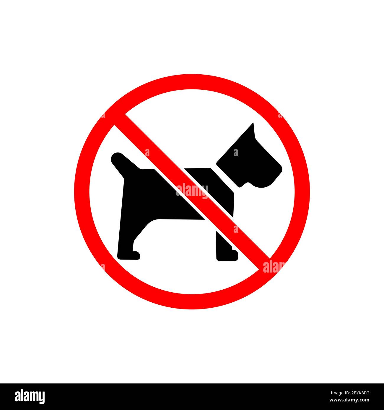Non ci sono cani o si fermano con l'icona degli animali in nero e rosso. Simbolo vietato semplice su sfondo isolato. Vettore EPS 10. Illustrazione Vettoriale