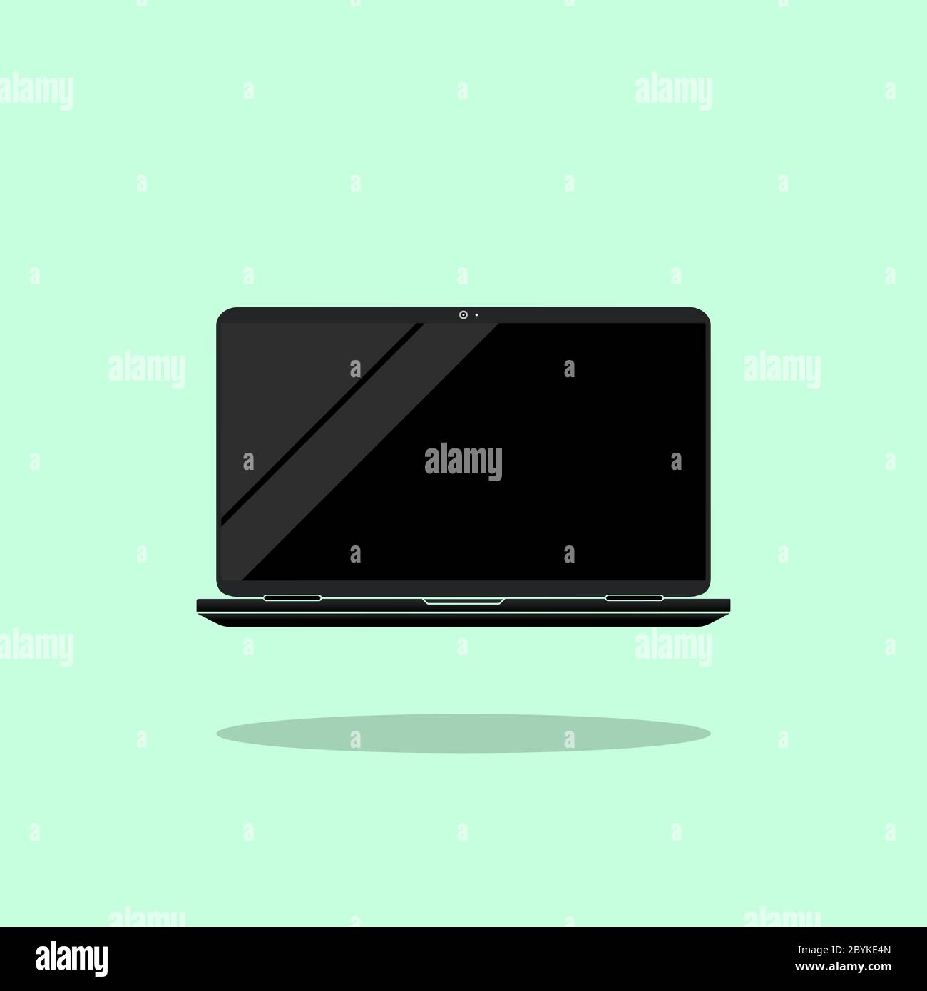 Icona di computer portatile, desktop, computer in nero semplice design su uno sfondo isolato. Vettore EPS 10 Illustrazione Vettoriale