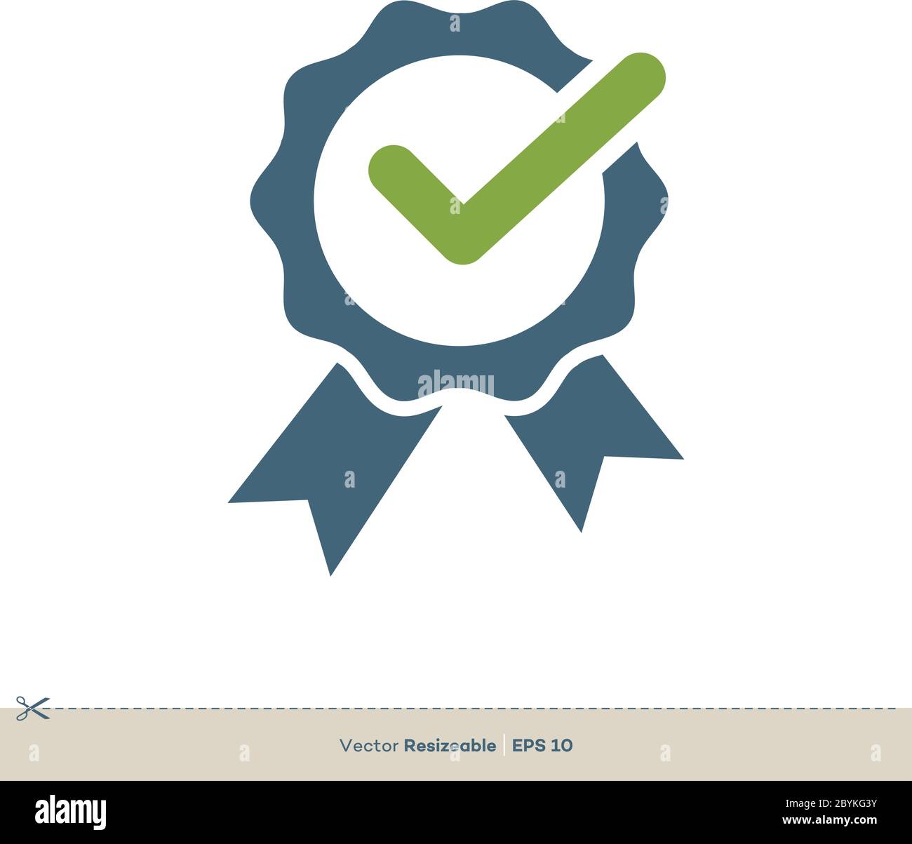 Premio nastro Rosetta segno di spunta modello logo vettore disegno di illustrazione. EPS vettoriale 10. Illustrazione Vettoriale