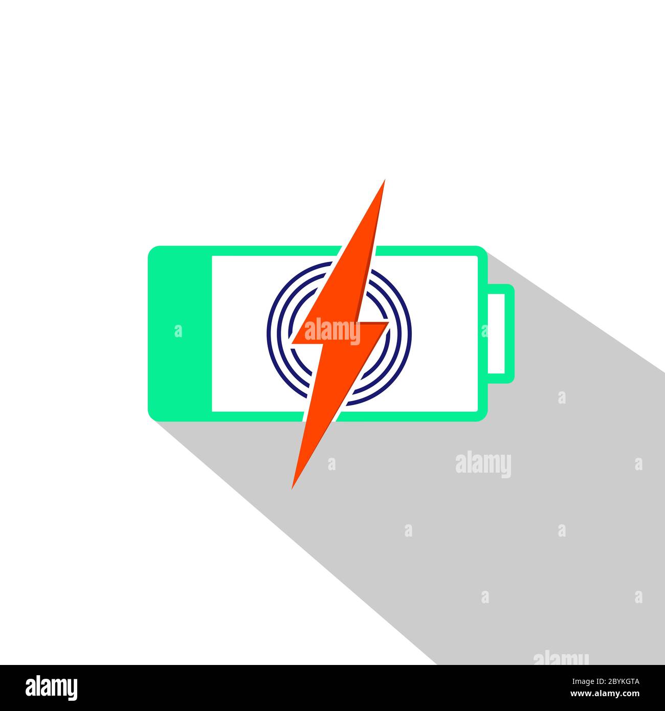Simbolo di carica o batteria di alimentazione, elettricità, segnale di energia. Design semplice e piatto per applicazioni Web o mobili icona piatta in un design a colori moderno Illustrazione Vettoriale