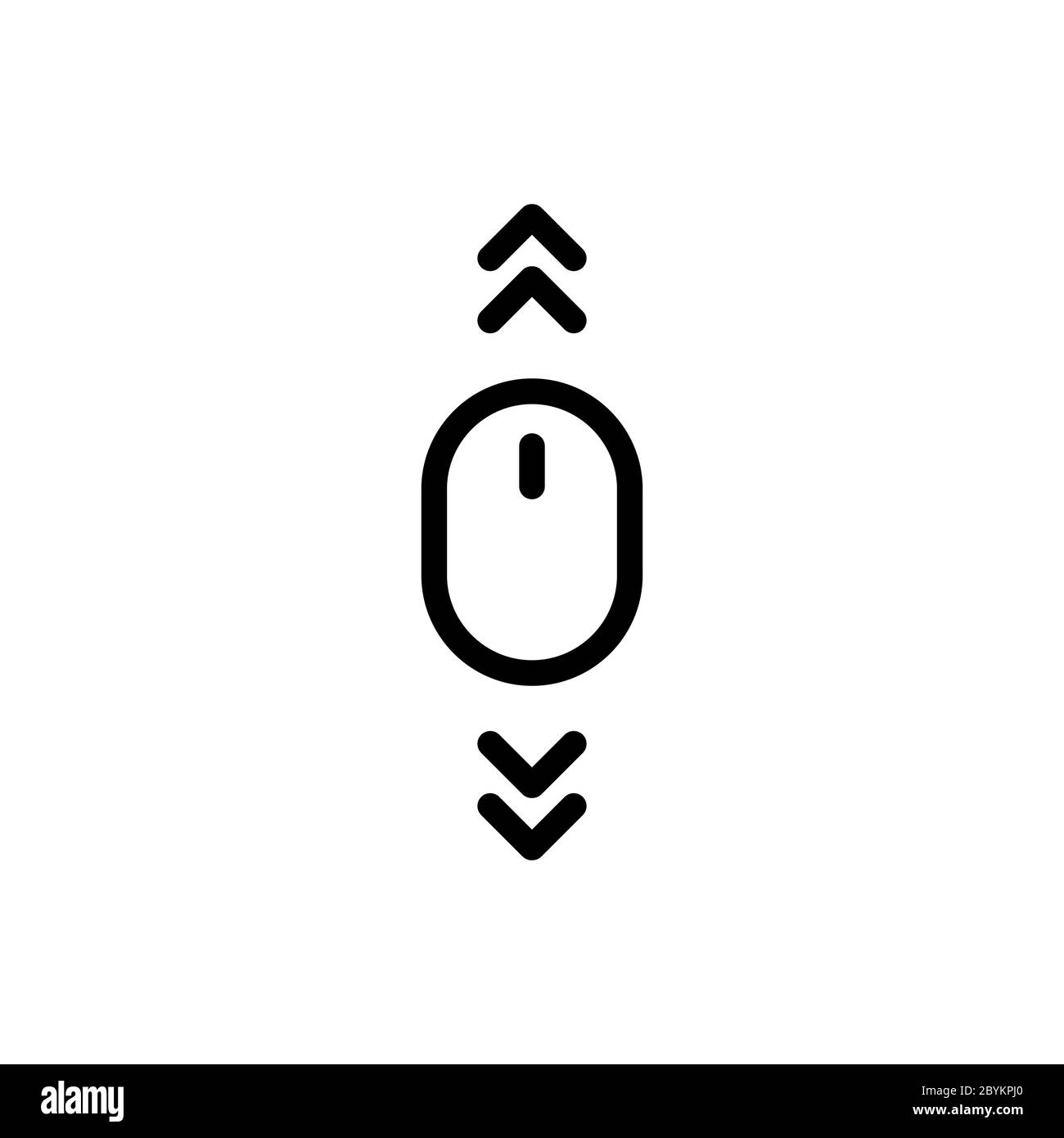 Icona del mouse a scorrimento in nero semplice design su uno sfondo bianco isolato. Vettore EPS 10 Illustrazione Vettoriale