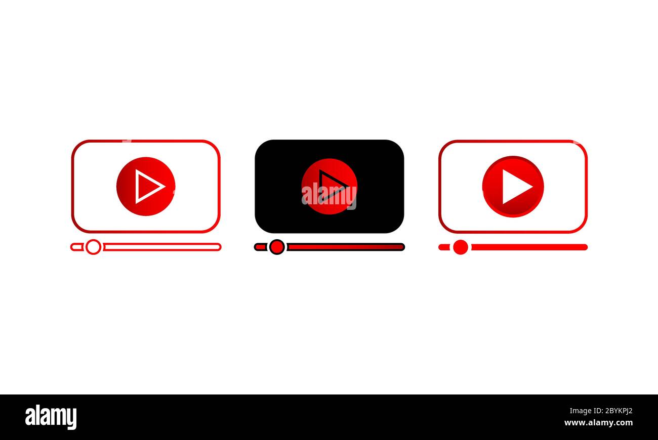 Video tramer video video media icone impostare un design semplice su uno sfondo isolato. Vettore EPS 10. Illustrazione Vettoriale