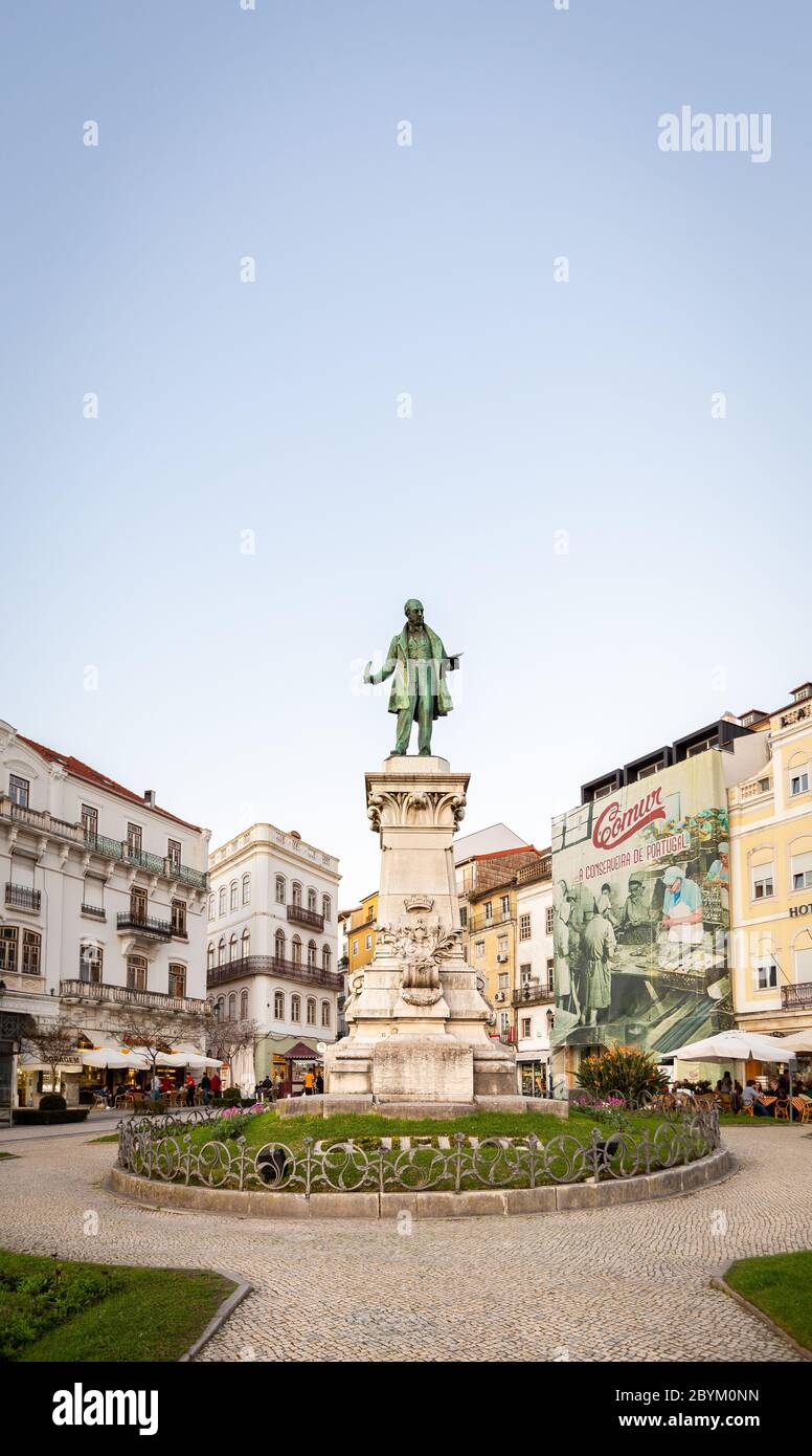 Monumento di Joaquim Antonio de Aguiar a Largo da Portagem a Coimbra, Portogallo Foto Stock