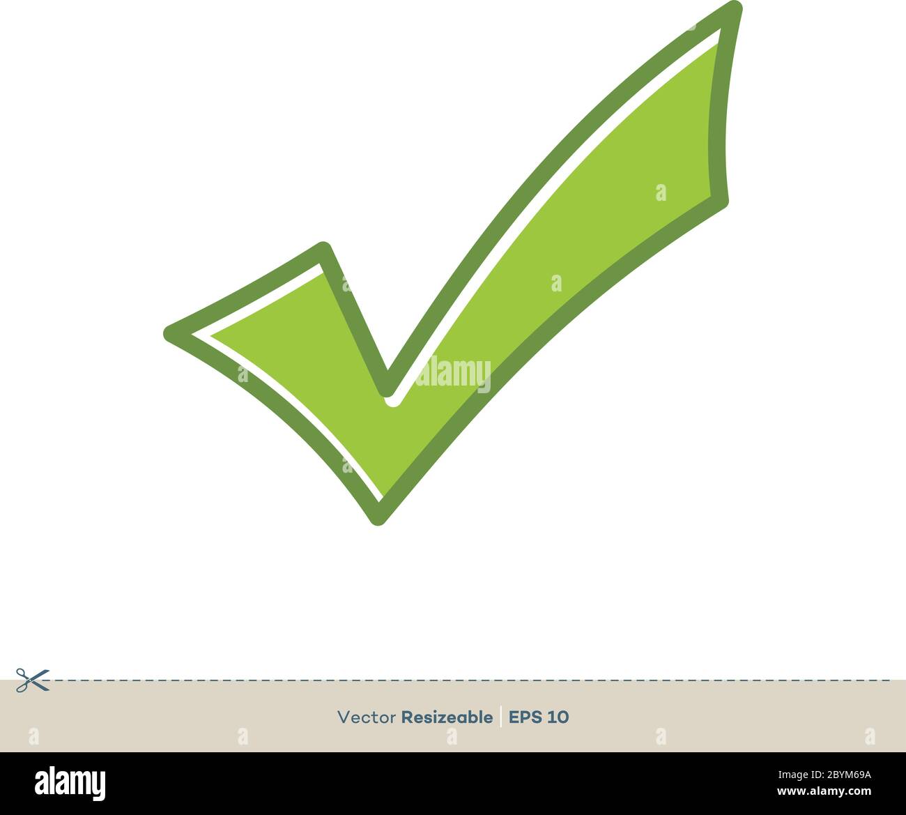 Icona con segno di spunta verde modello logo vettoriale disegno dell'illustrazione. EPS vettoriale 10. Illustrazione Vettoriale