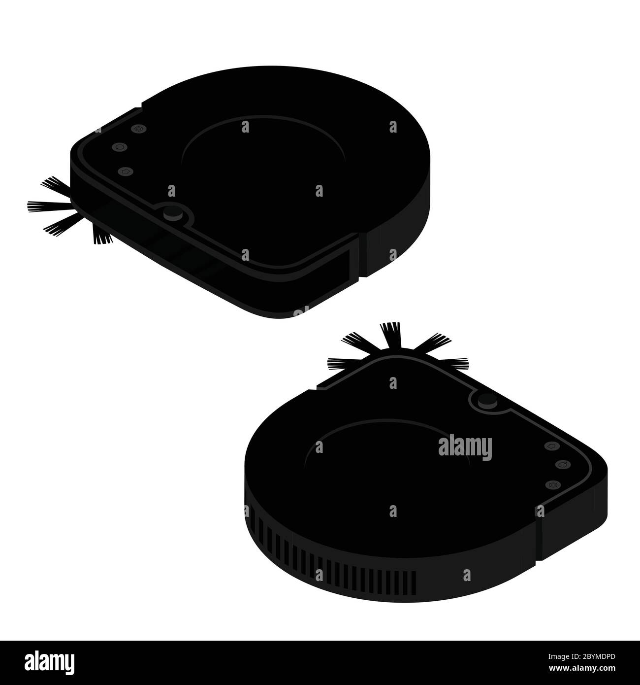 Aspirapolvere robot tecnologia di pulizia intelligente. Vista isometrica. Vettore Illustrazione Vettoriale