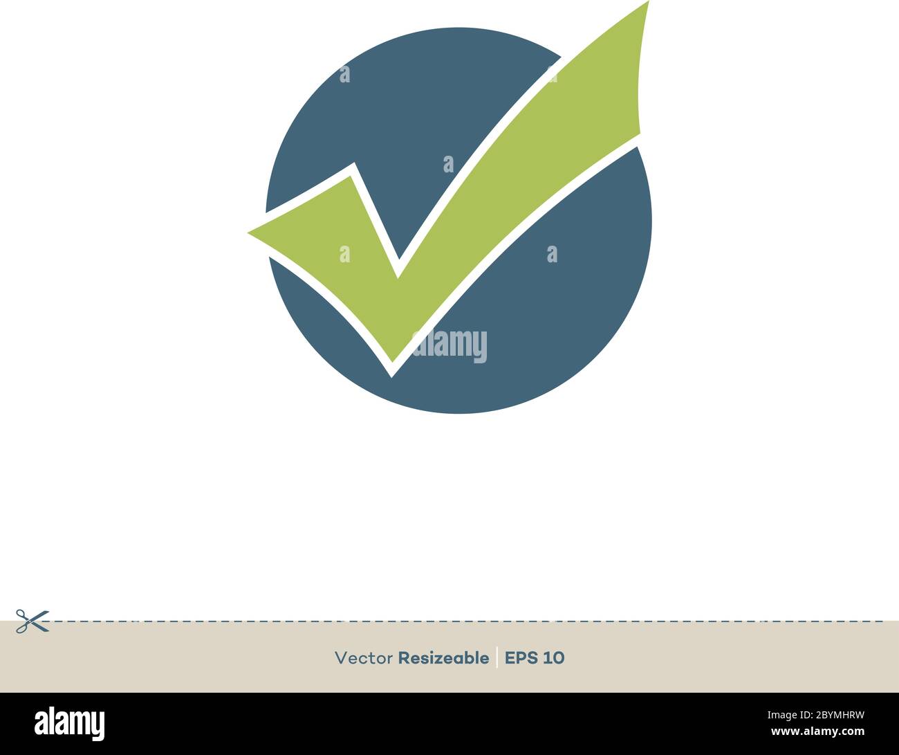 Icona con segno di spunta verde modello logo vettoriale disegno dell'illustrazione. EPS vettoriale 10. Illustrazione Vettoriale