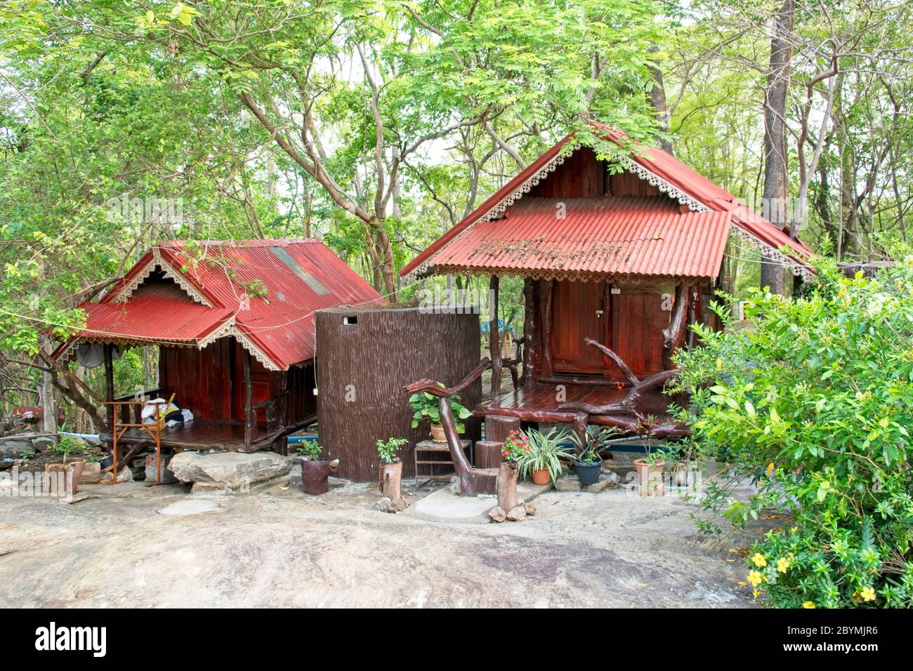 Alloggi per monaci buddisti. Foto Stock