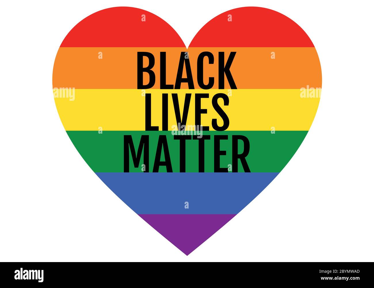 Black Lives Matter, iridato cuore, LGBT, orgoglio, uguaglianza, elemento di disegno vettoriale Illustrazione Vettoriale