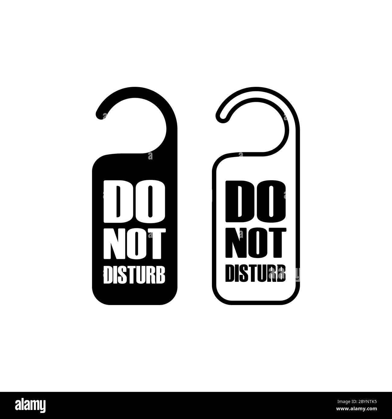 Icona non disturbare. Messaggi di avvertenza sulla porta dell'hotel su sfondo bianco isolato. Vettore EPS 10. Illustrazione Vettoriale