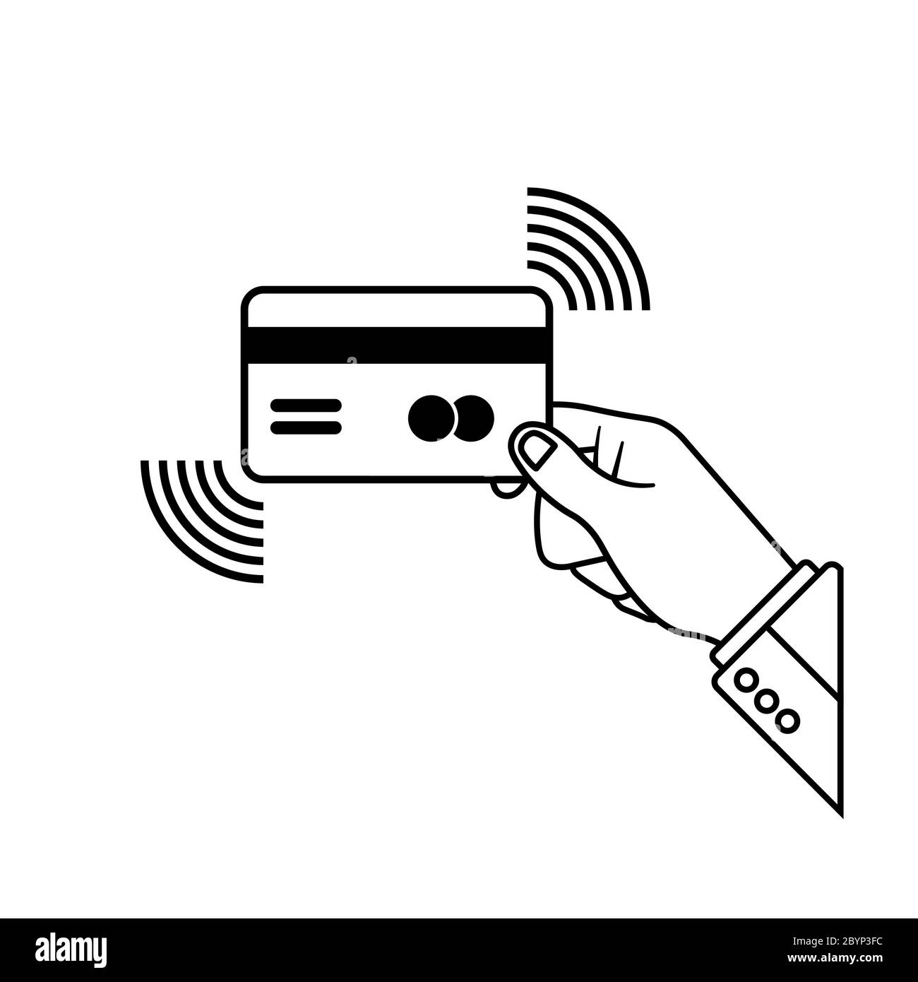 Icona di pagamento NFC tramite con carta di credito. Sistemi di pagamento con carta contactless. Vettore su sfondo bianco isolato. EPS 10 Illustrazione Vettoriale