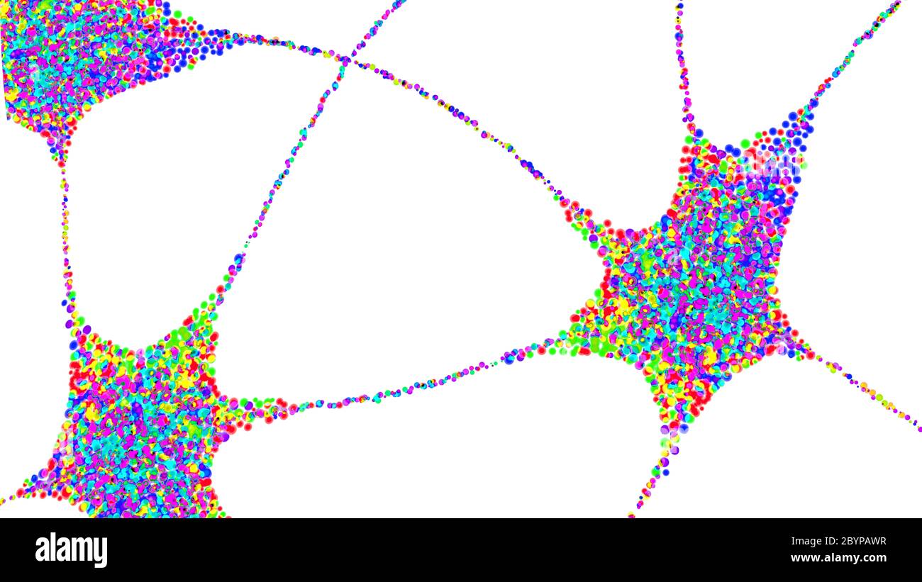 Cellule nervose o neuroni di trasmissione multicolore - illustrazione 3d Foto Stock