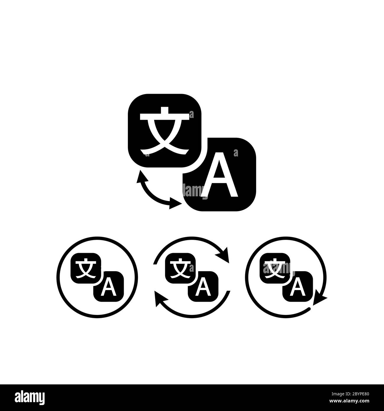 Icona di traduzione della lingua impostata su uno sfondo bianco isolato. Vettore EPS 10 Illustrazione Vettoriale