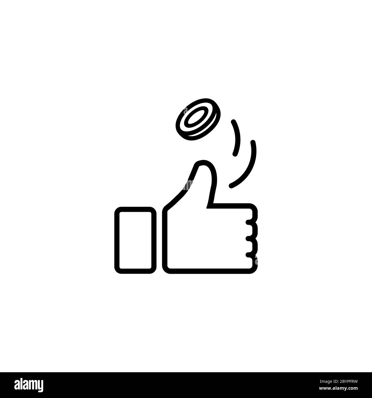 Gettone che si capovolgono. Riga dell'icona pollice su sfondo bianco isolato. Vettore EPS 10 Illustrazione Vettoriale