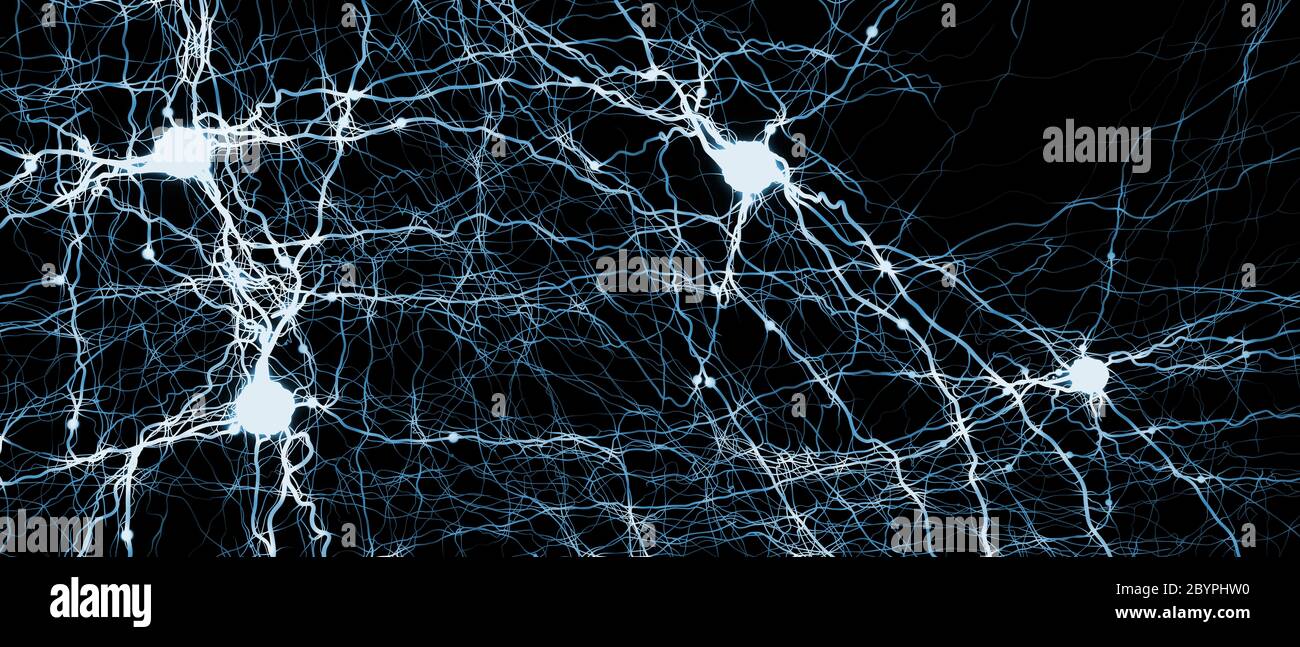 Neurone o cellula nervosa di trasmissione del segnale - illustrazione 3d Foto Stock