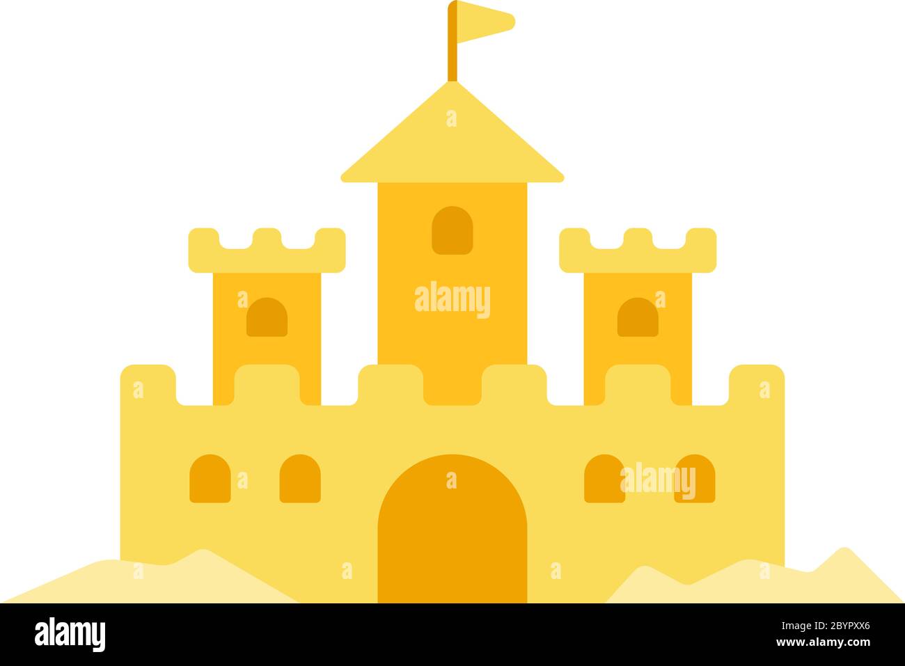 Sabbia castello vettore icona piatta isolato Illustrazione Vettoriale