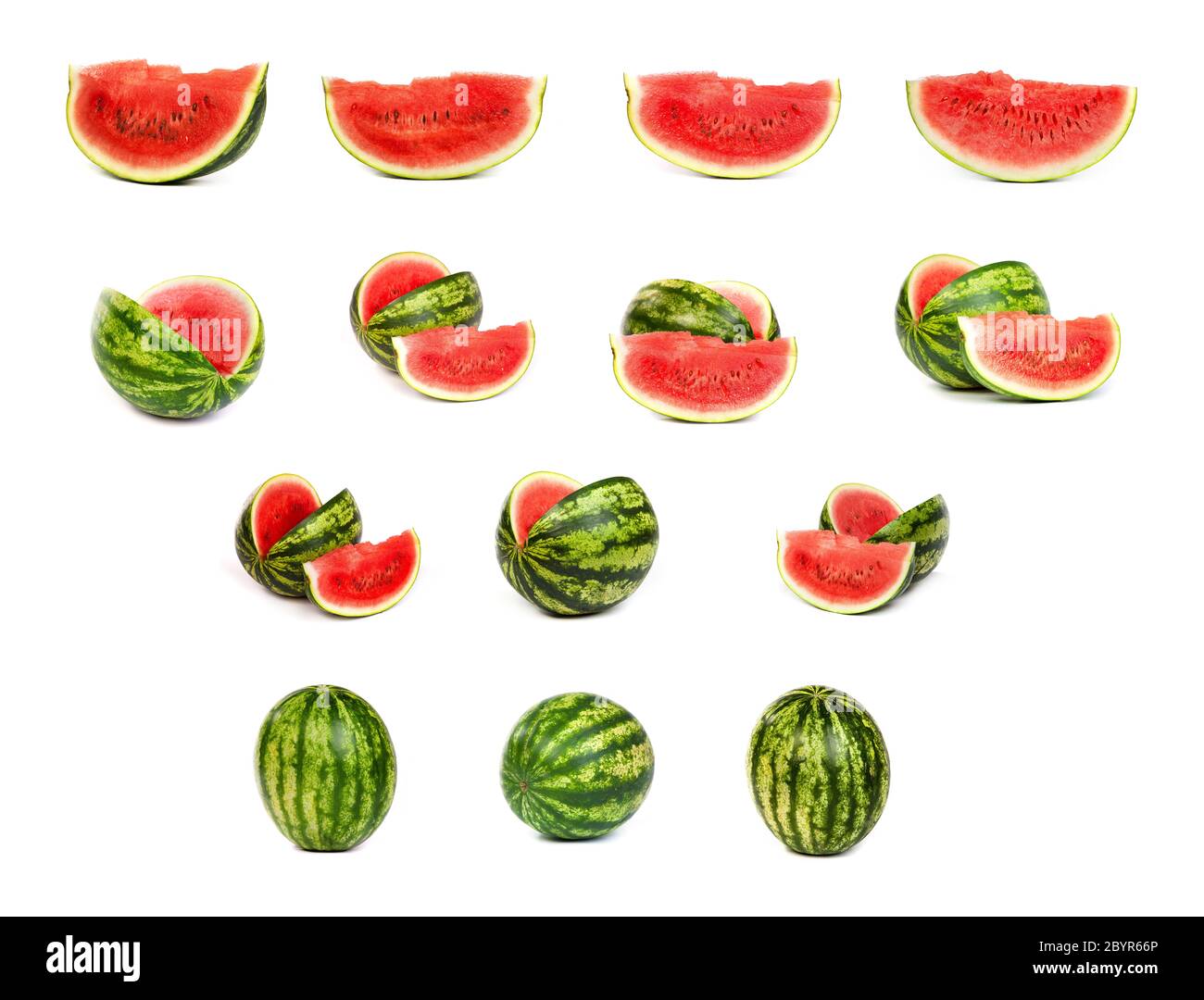 Set di cocomeri isolati su bianco Foto Stock