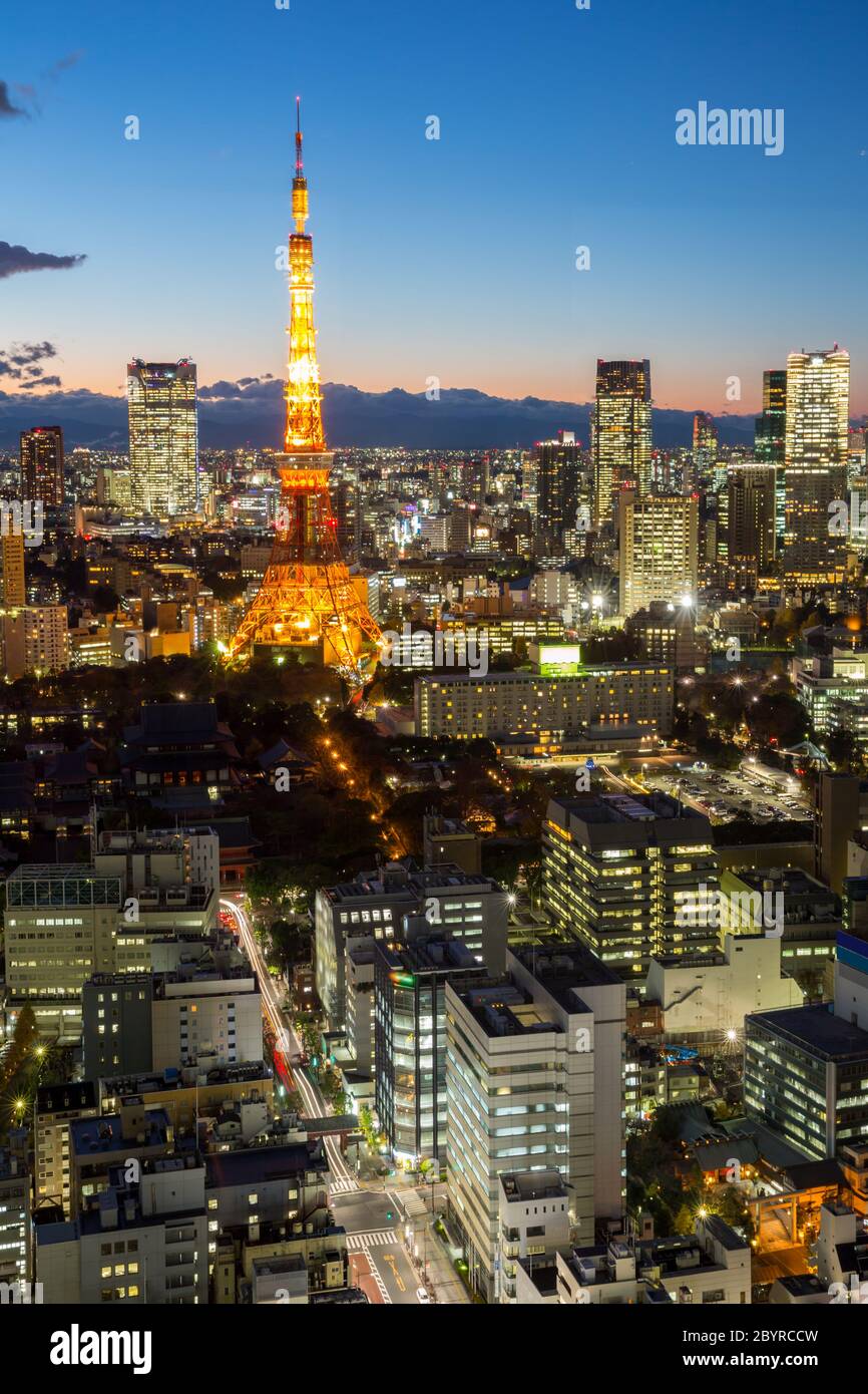 Tramonto sulla Tokyo Tower Foto Stock