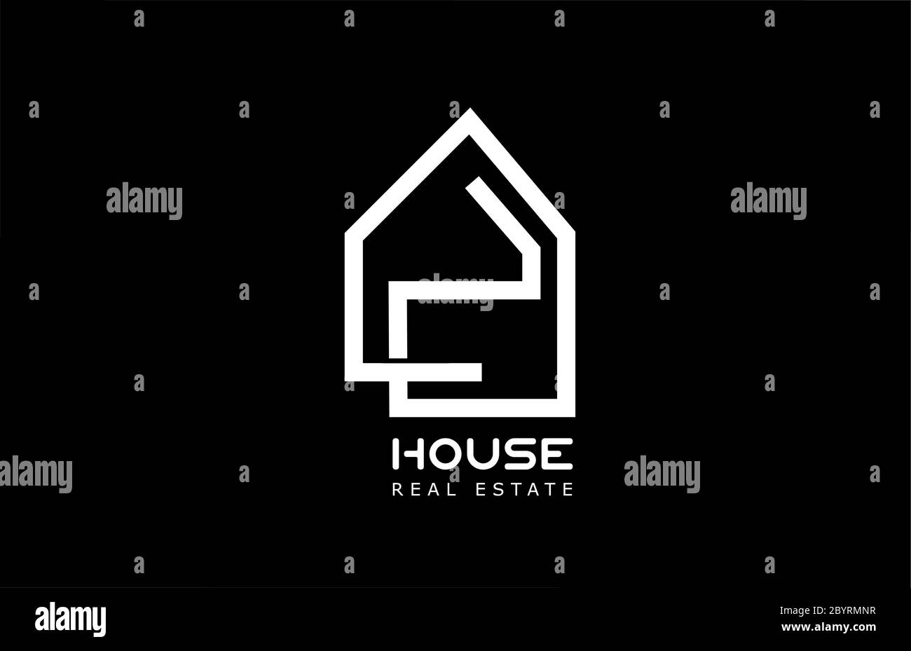 bianco e nero casa immobiliare creativo logo icona con linea di design per un'azienda o un business Illustrazione Vettoriale