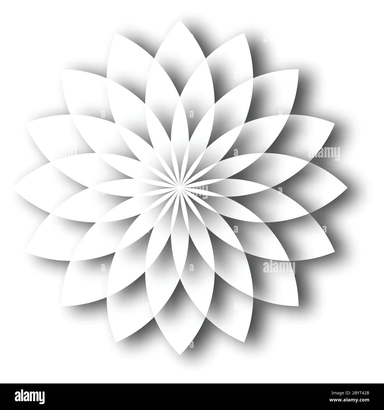 White paper fiore di loto. Elemento di progettazione con effetto 3D e ombra su sfondo bianco. Illustrazione vettoriale. Illustrazione Vettoriale
