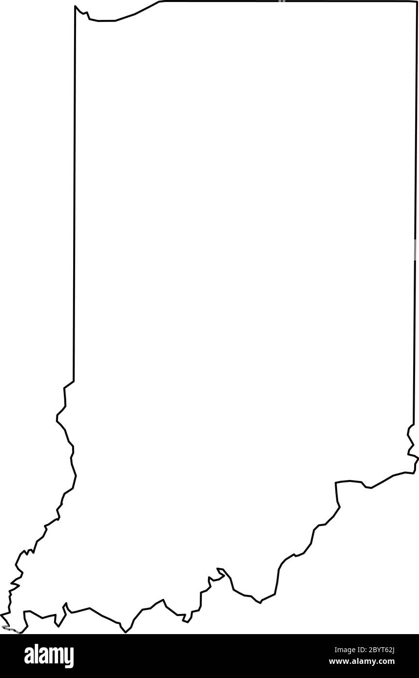 Indiana, stato degli Stati Uniti - mappa nera della zona del paese. Semplice illustrazione vettoriale piatta. Illustrazione Vettoriale