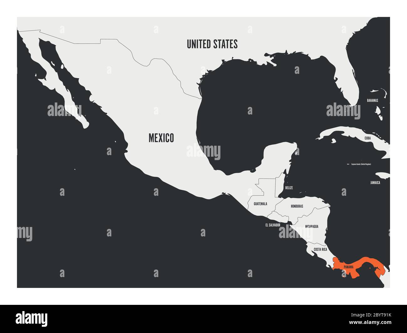 Panama arancione segnato nella mappa politica dell'America Centrale. Semplice illustrazione vettoriale piatta. Illustrazione Vettoriale