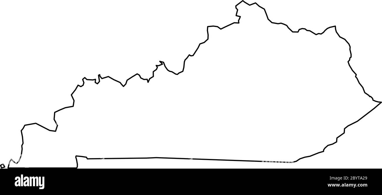Kentucky, stato degli Stati Uniti - mappa nera della zona del paese. Semplice illustrazione vettoriale piatta. Illustrazione Vettoriale