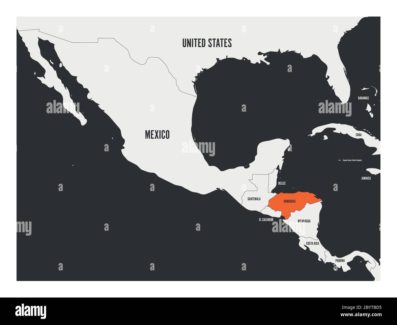 Honduras arancione segnato nella mappa politica dell'America Centrale. Semplice illustrazione vettoriale piatta. Illustrazione Vettoriale