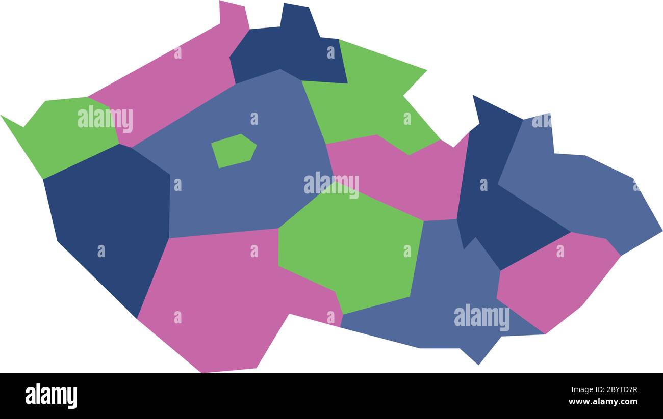 Carta della Repubblica Ceca divisa in regioni amministrative. Illustrazione vettoriale. Illustrazione Vettoriale