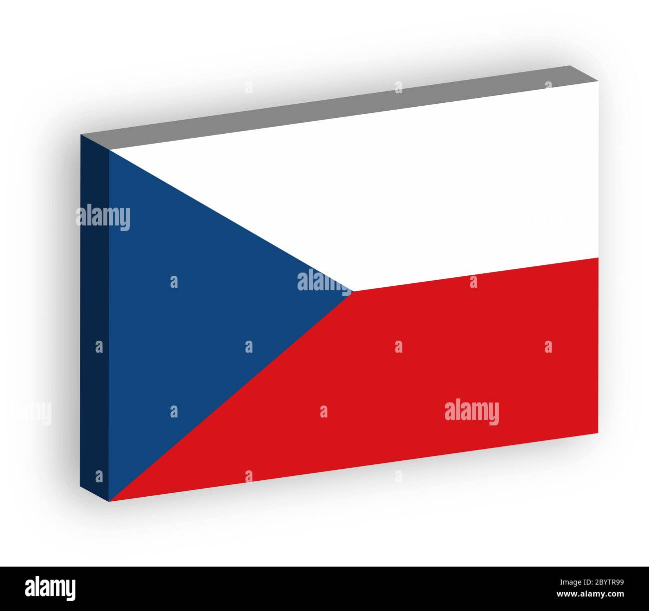 Bandiera 3D della Repubblica Ceca. Illustrazione vettoriale con ombreggiatura isolata su sfondo bianco. Illustrazione Vettoriale