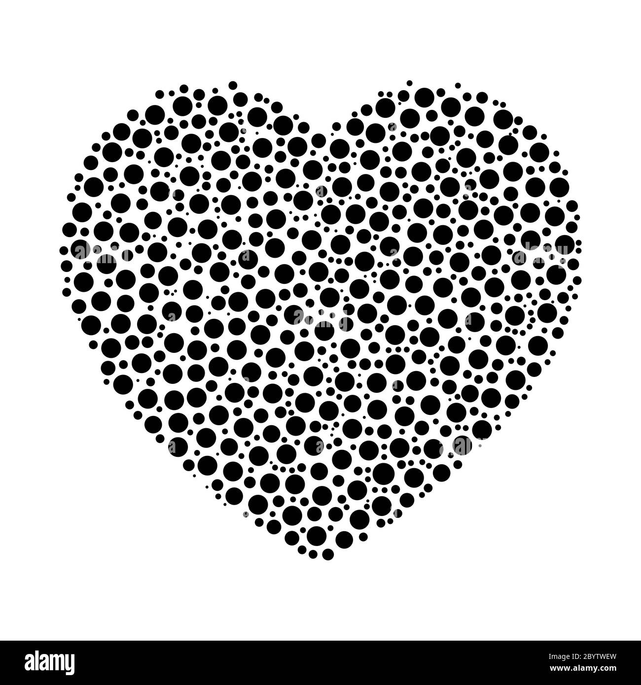 Mosaico di cuore di punti neri. Illustrazione vettoriale su sfondo bianco. Illustrazione Vettoriale