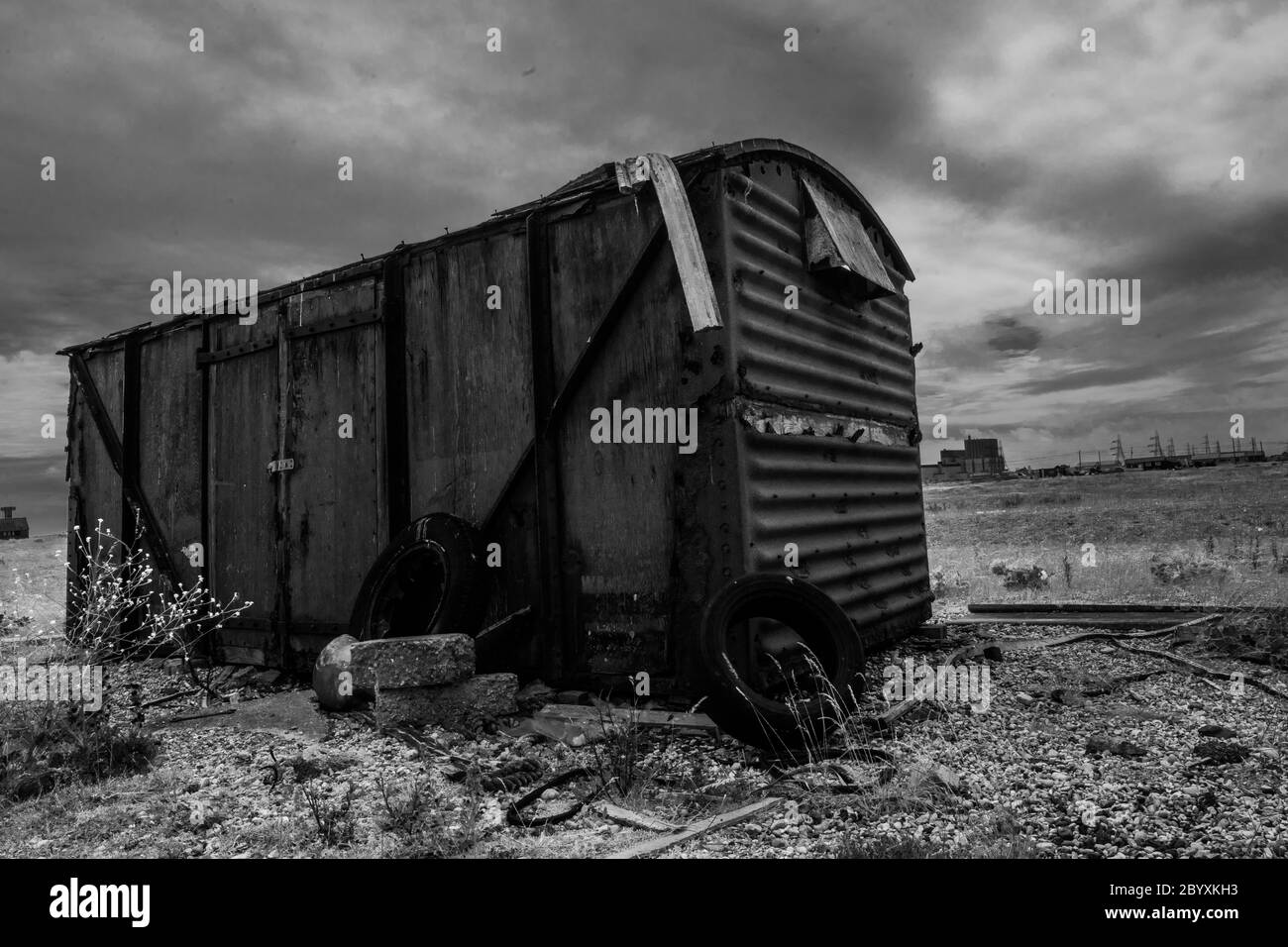 Immagine drammatica di una vecchia capanna da pesca Foto Stock