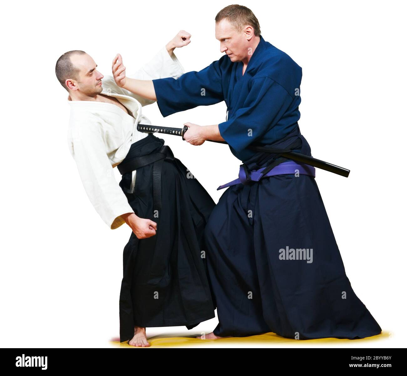 Sparring di due combattenti jujitsu Foto Stock