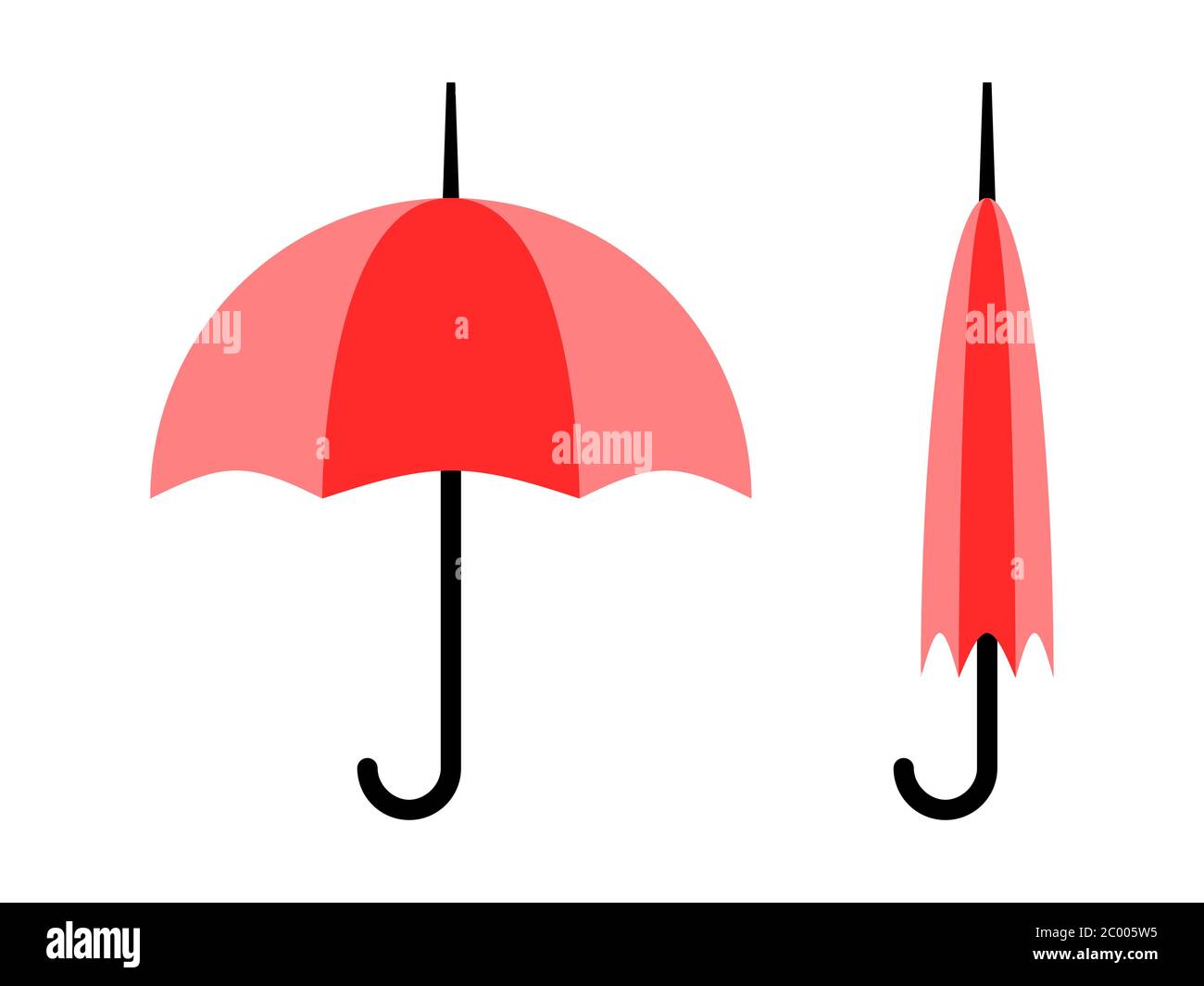 Icone di ombrello semplici aperte e chiuse. Immagine vettoriale. Illustrazione Vettoriale