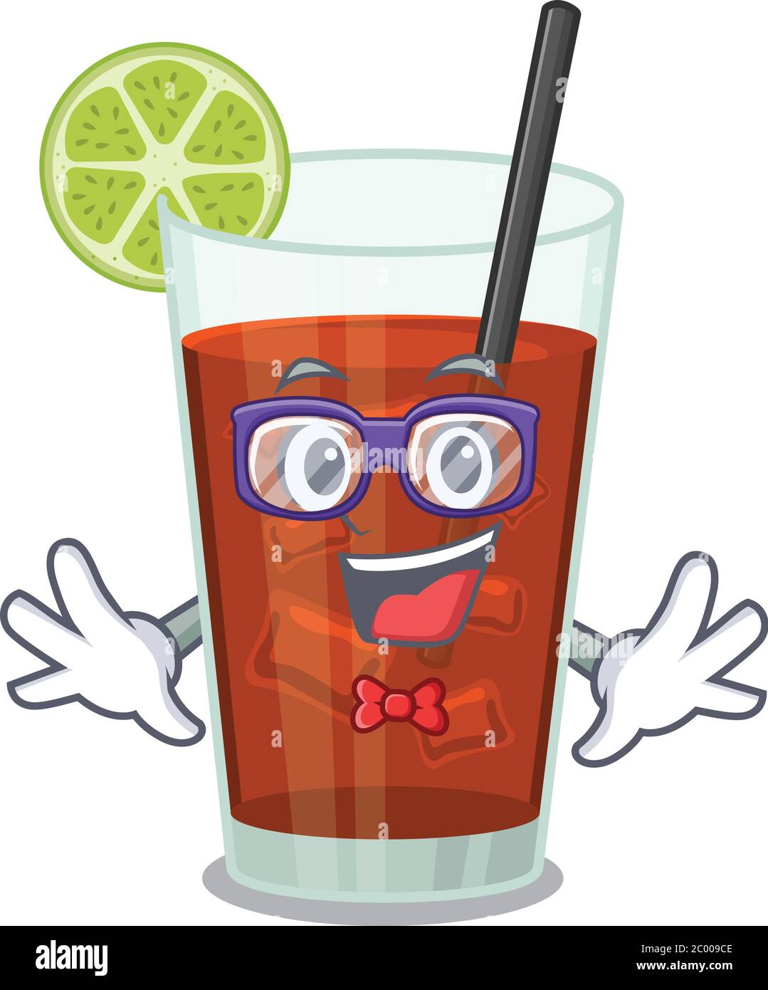 Un disegno cartoon di cocktail geek cuba libre con gli occhiali strani  Immagine e Vettoriale - Alamy