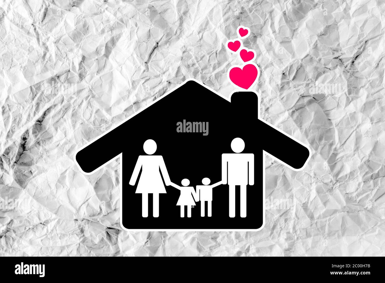 Persone di famiglia pittogramma icona persone su carta sgualcita Foto Stock