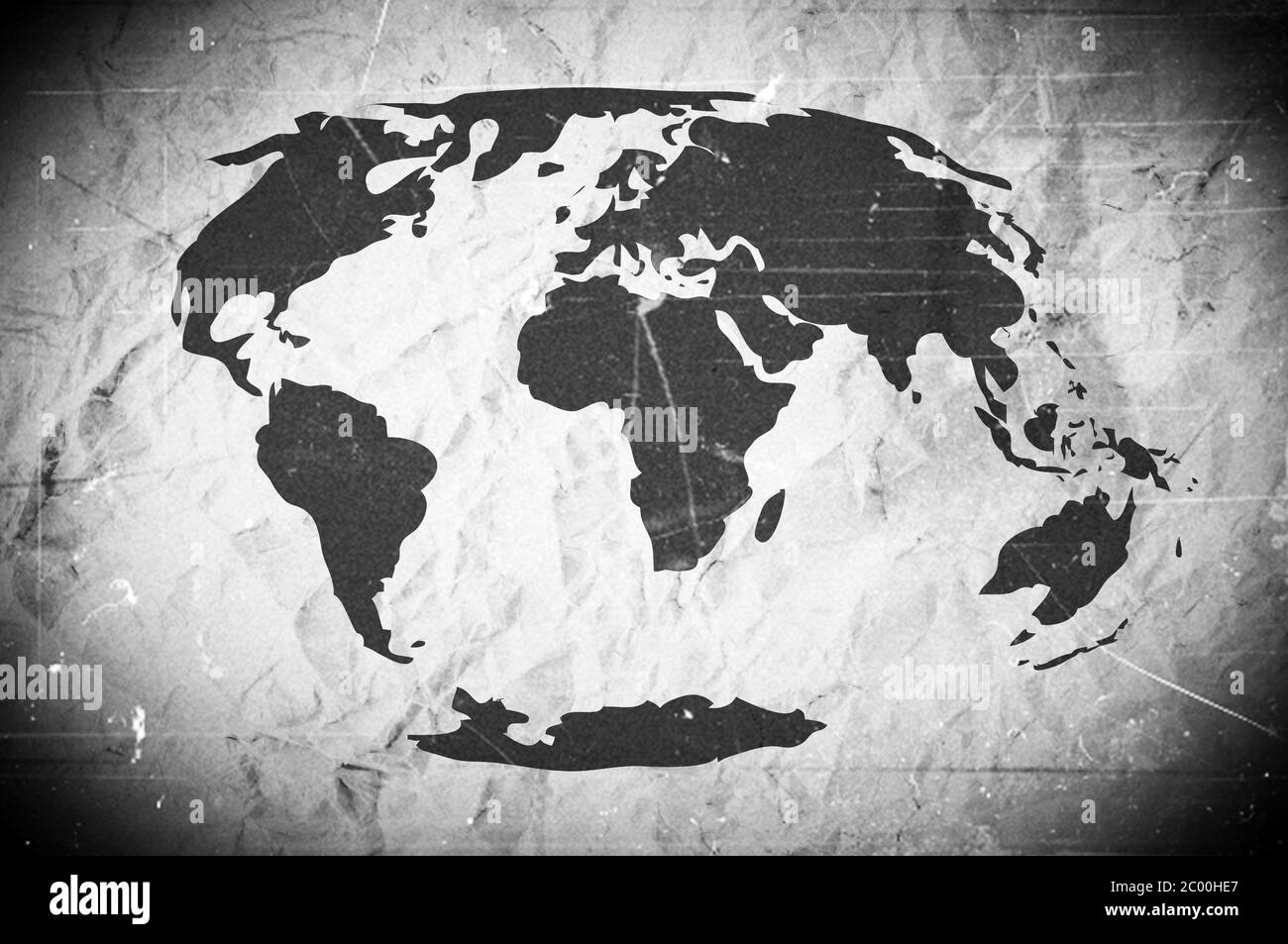 Pianeta Terra temi icone idea design su carta sgualcita Foto Stock