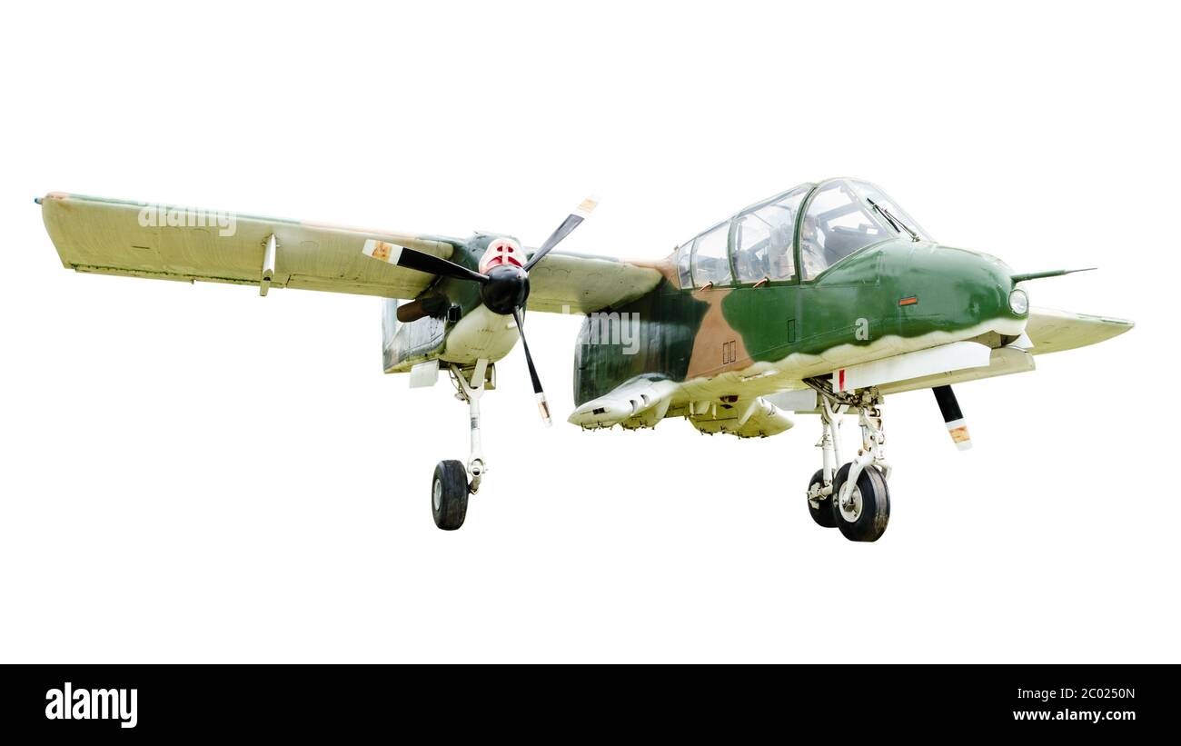 Vecchio aereo da combattimento su sfondo bianco Foto Stock