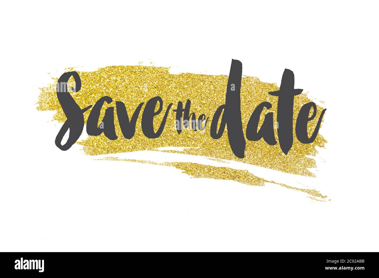 Salva il messaggio della data su uno sfondo dorato Foto Stock