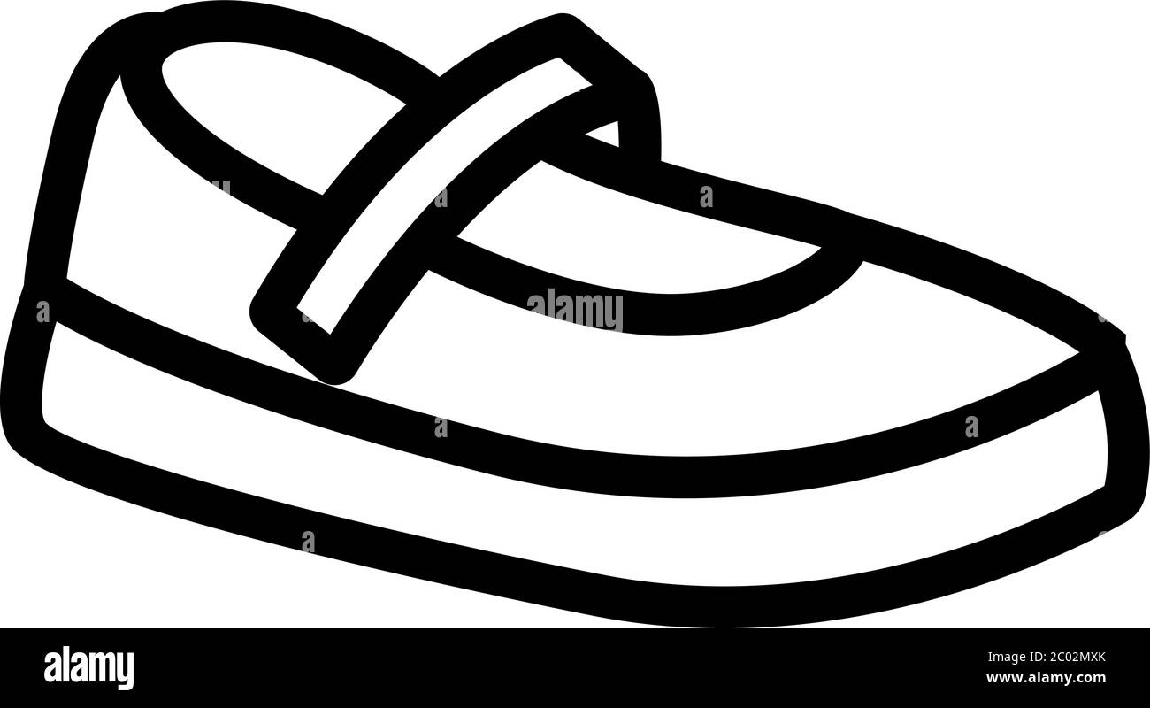 icona della scarpa mary jane illustrazione del profilo vettoriale Illustrazione Vettoriale