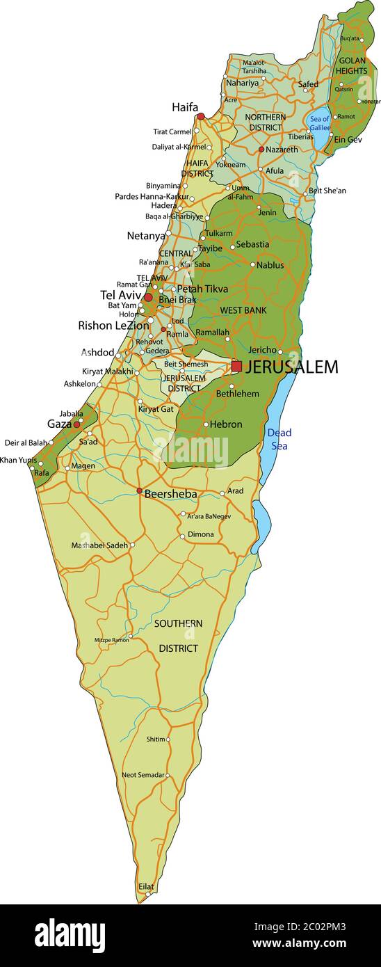 Mappa politica modificabile con livelli separati e molto dettagliata. Israele. Illustrazione Vettoriale