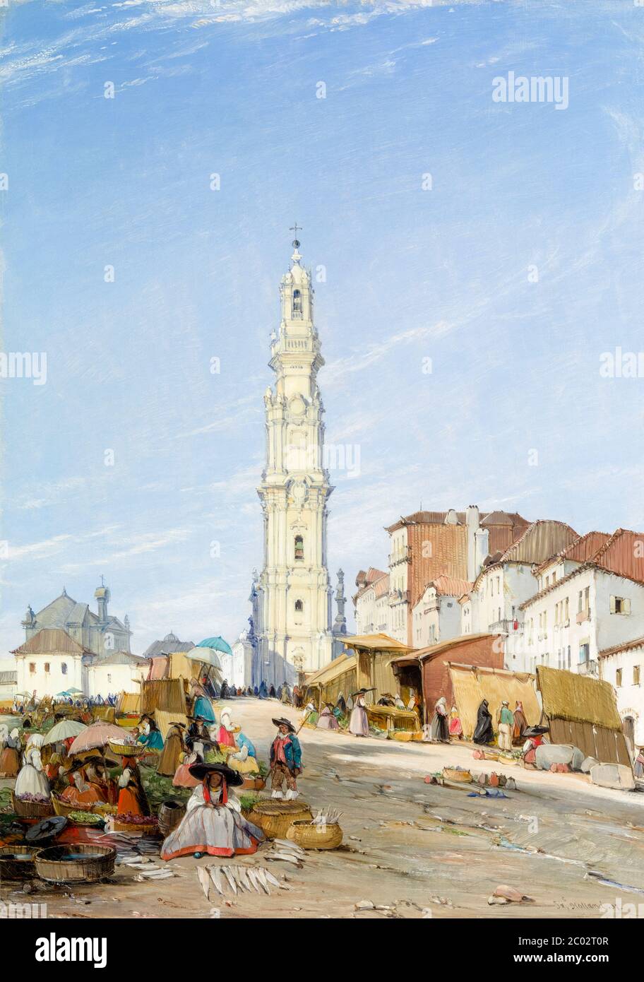 Torre Dos Clerigos, Oporto, Portogallo, (Torre Clerigos), dipinto di James Holland, 1837 Foto Stock