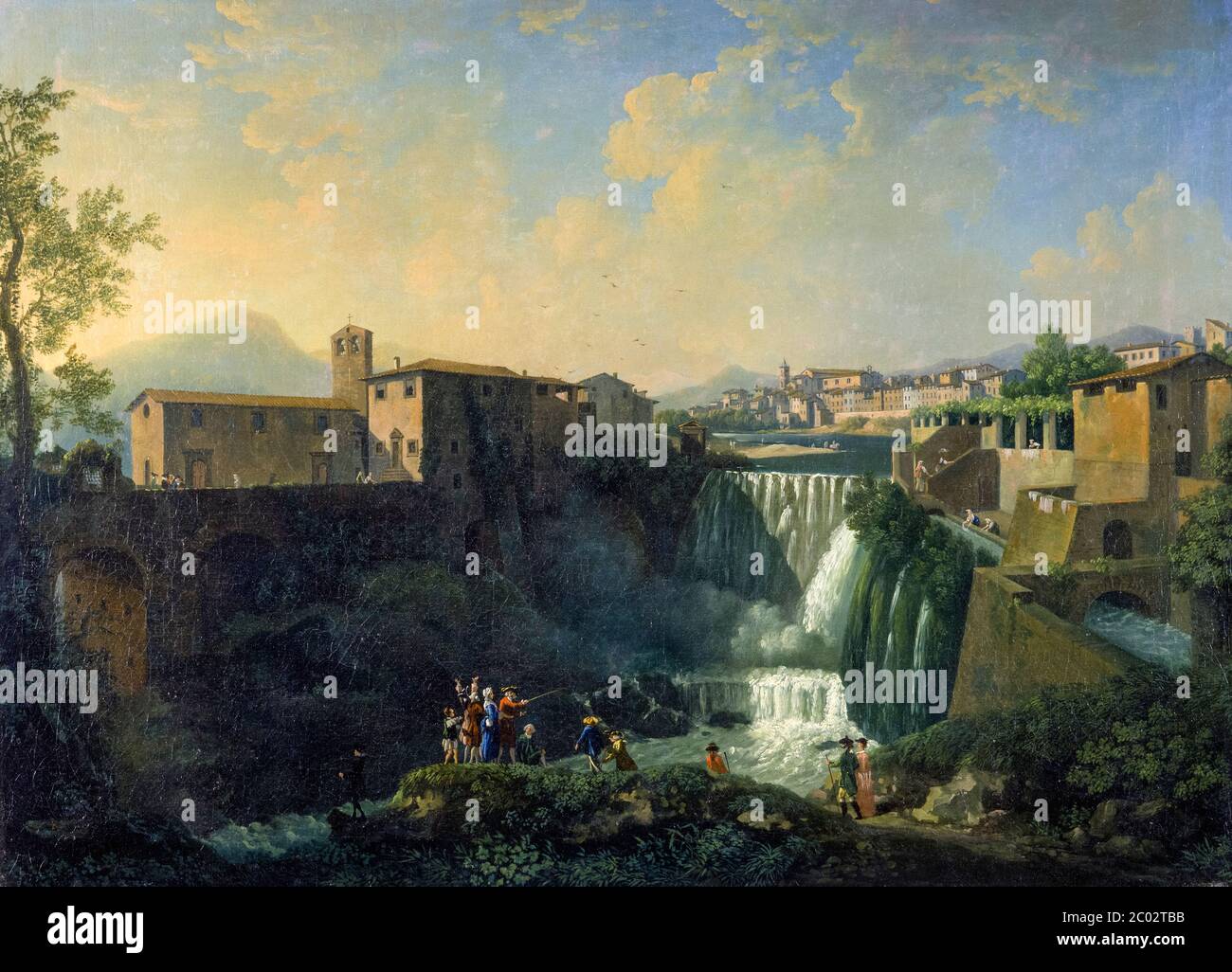Una veduta di Tivoli, pittura paesaggistica di Thomas Patch, 1750-1754 Foto Stock