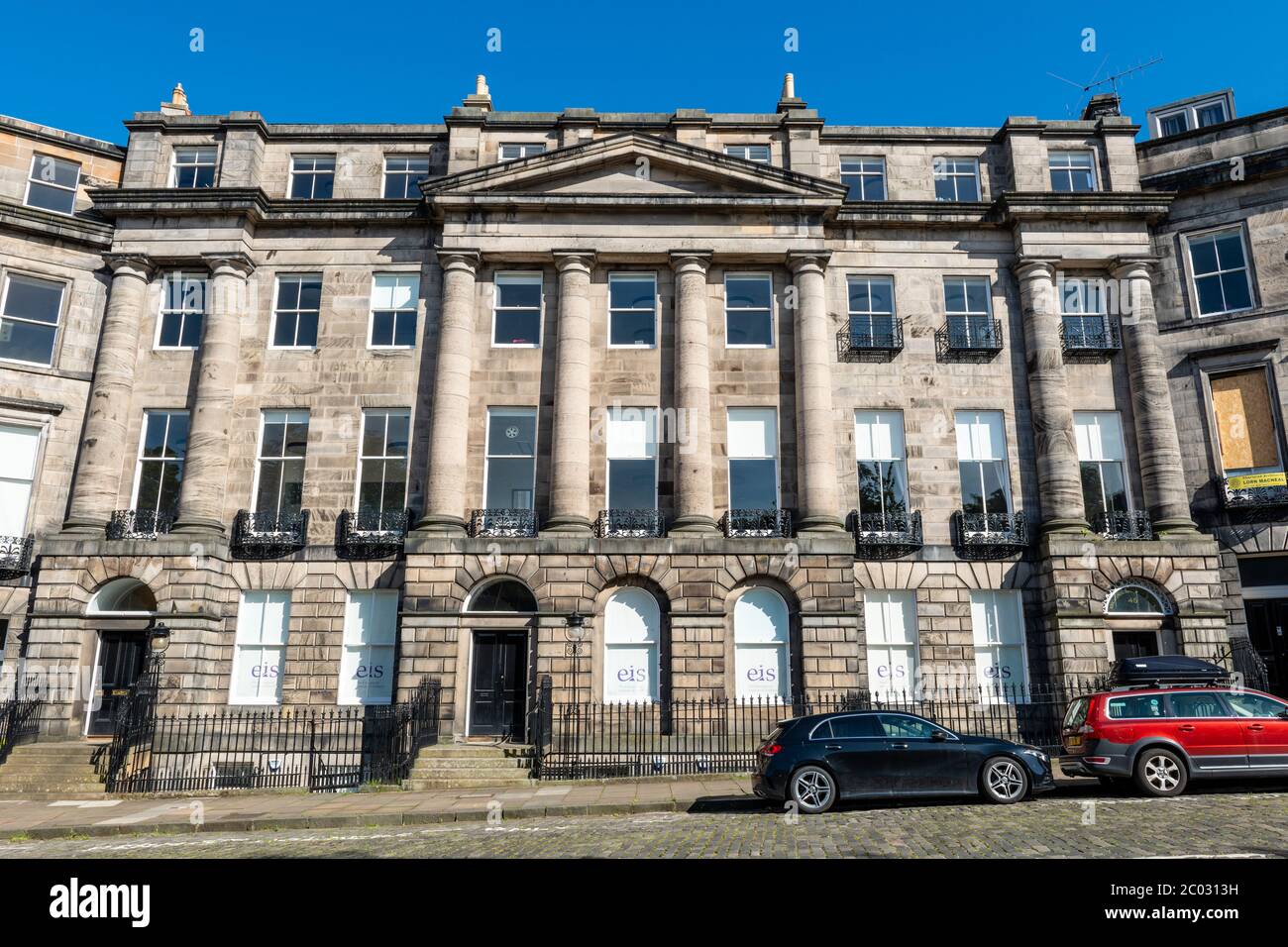 Ex case georgiane in Moray Place a Edimburgo New Town, Scozia, Regno Unito Foto Stock