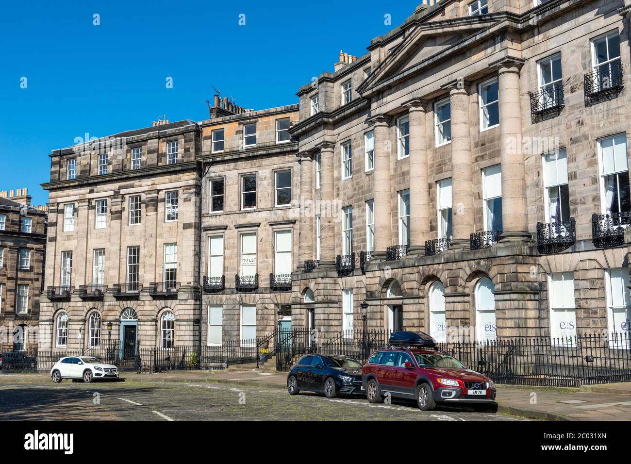 Ex case georgiane in Moray Place a Edimburgo New Town, Scozia, Regno Unito Foto Stock