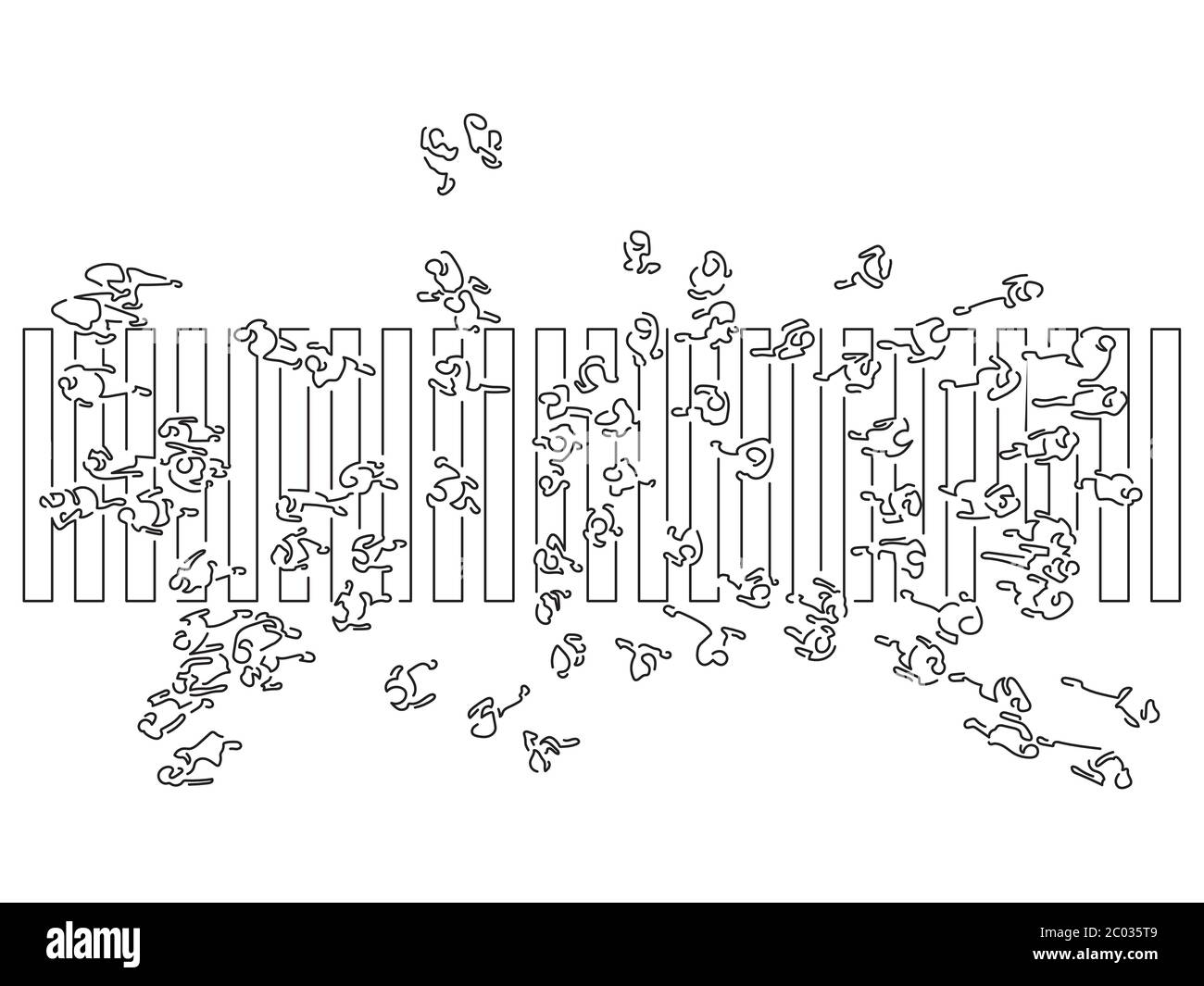 Persone che camminano sulla strada isolato disegno di linea, disegno di illustrazione vettoriale. Illustrazione Vettoriale