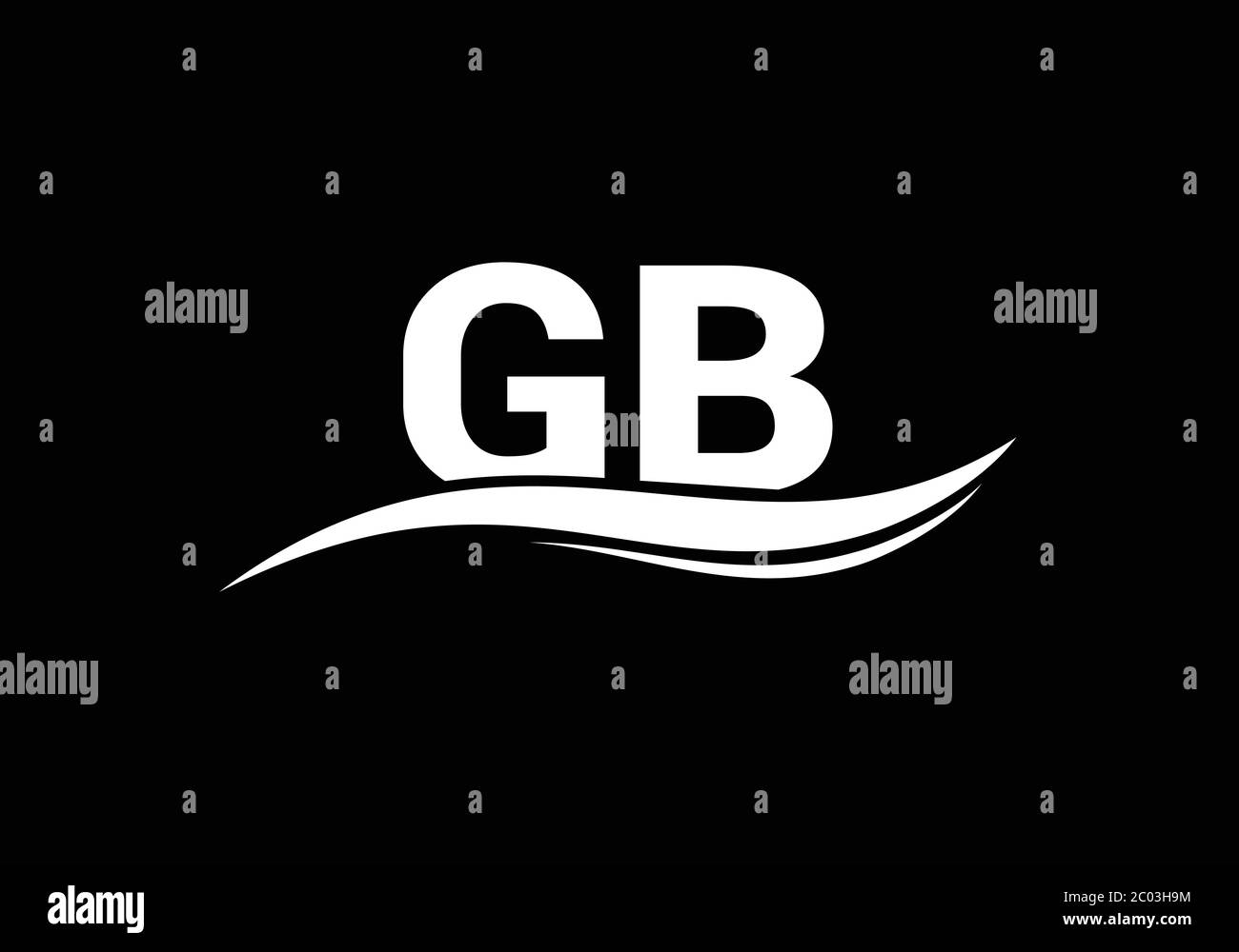 Modello vettoriale iniziale del design del logo della lettera GB del monogramma. Design con logo GB Letter Illustrazione Vettoriale