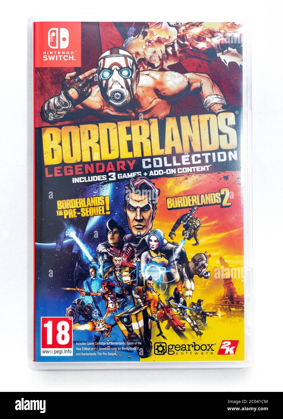 Nintendo switch, Borderlands gioco di collezione leggendaria su sfondo bianco Foto Stock