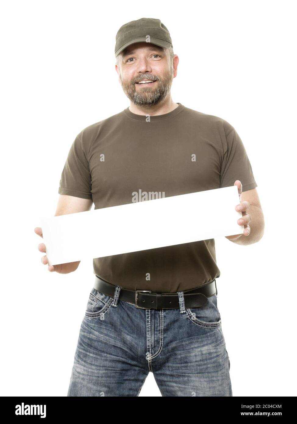 Uomo Barbuto scheda bianca Foto Stock
