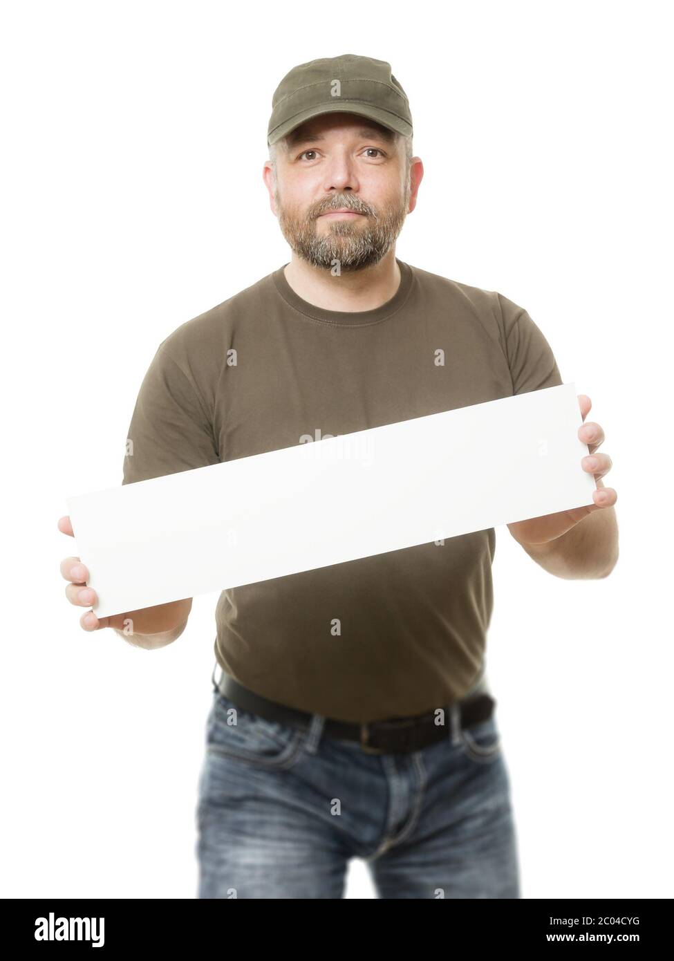 Uomo Barbuto scheda bianca Foto Stock