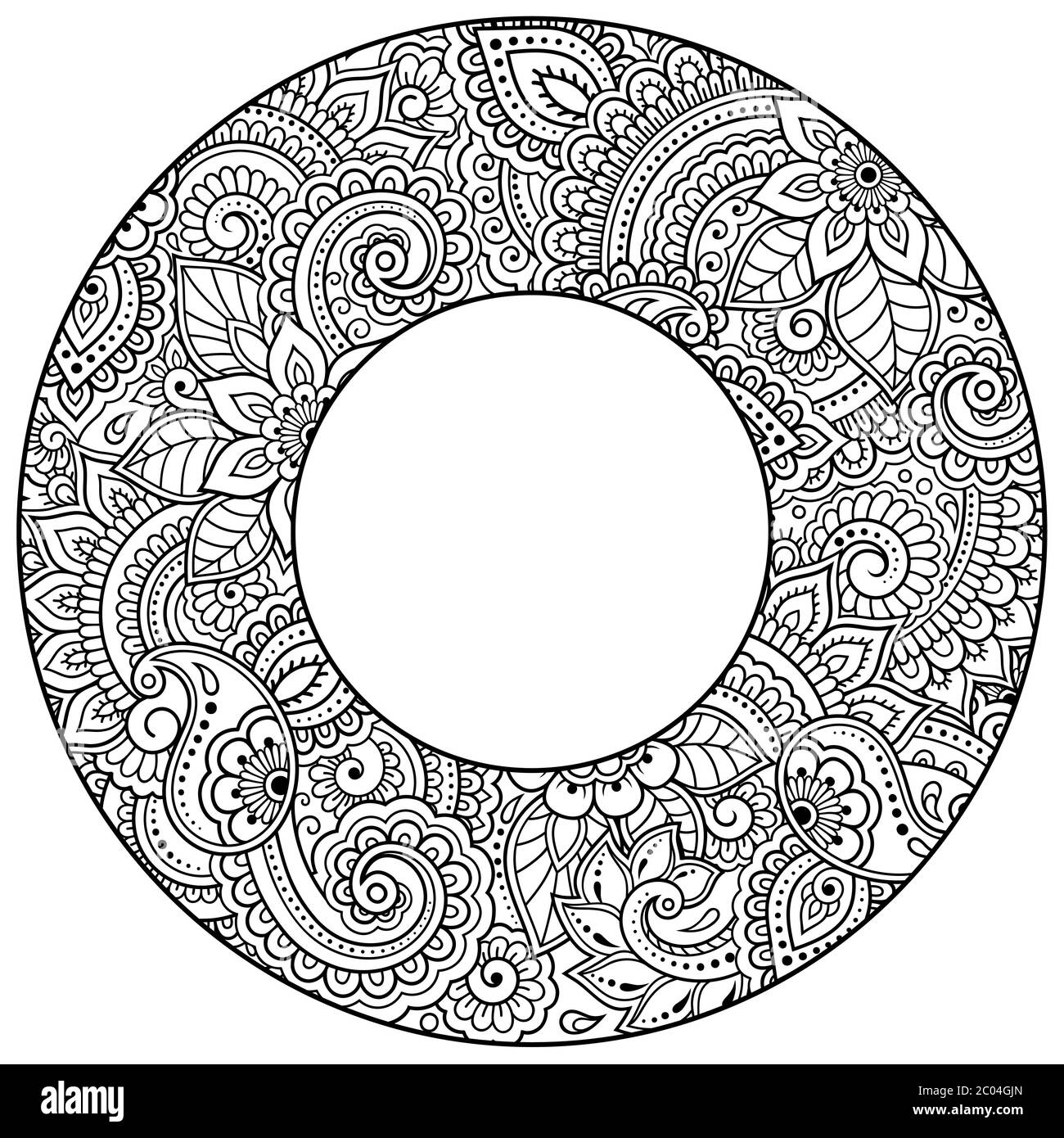 Outline mandala pattern antistress da colorare per adulti illustrazione  disegnata a mano
